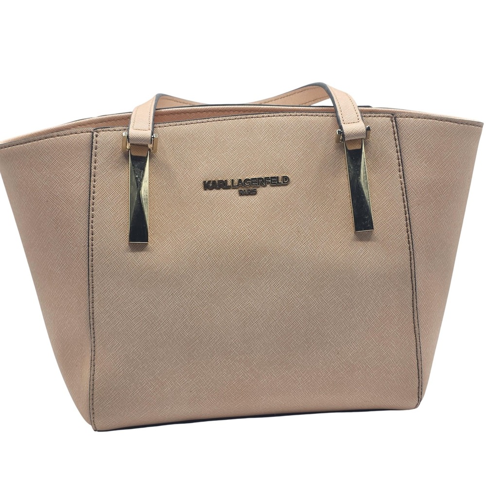 Karl Lagerfeld Paris Tote Bag Women's Medium Blush Pink Saffiano Leather Bag